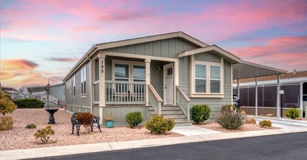 Manufactured home at sunset
