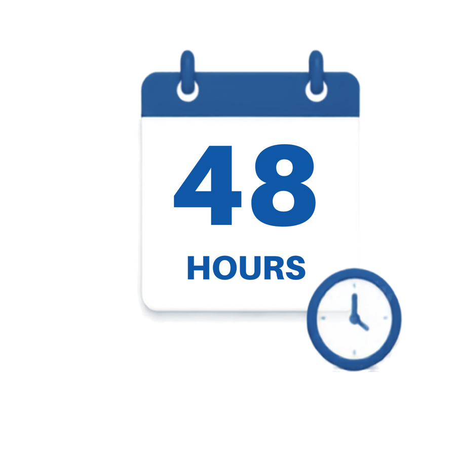 Calendar and clock showing a 48-hour quote turnaround